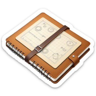 a notebook with lots of technical sketches sticker