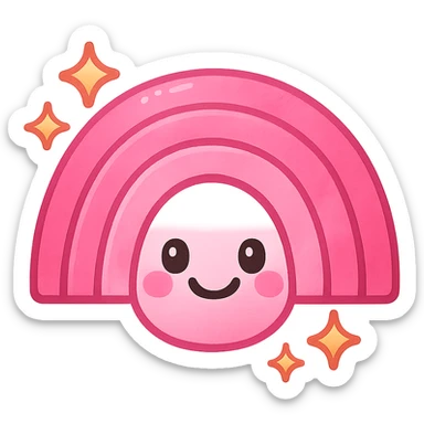 pink rainbow emoji, cheerful and bright sticker