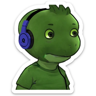Kid wearing headphones  sticker