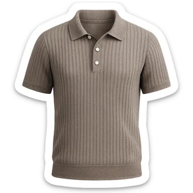 A short-sleeved polo shirt in a ribbed texture, detailed and realistic, front view sticker