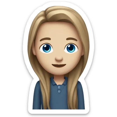 Person with Brown long straight hair blue eyes  sticker
