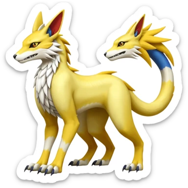 Latias-Vernid-Sergal-Lombax-Koraidon-Renamon-Zeraora-Bastet-Fakémon-Digimon-hybrid-fusion-creature, full body sticker