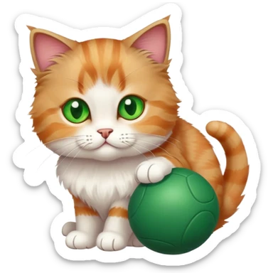 Scottish cat with green eyes ball sticker