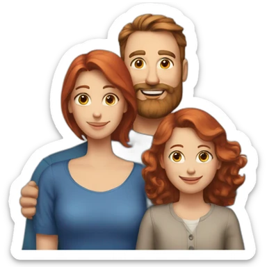 family-photo-a-a;-red-haired-dad-beard,-brown-haired-mom, red-haired-rabbit-blue-eyes sticker