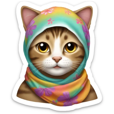 Tabby cat babushka sticker