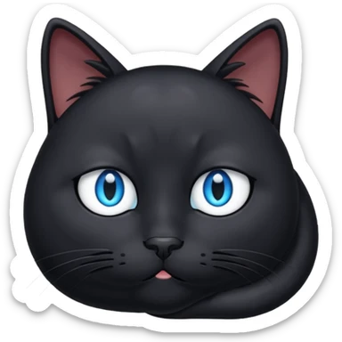 black cat with blue eyes being tired sticker