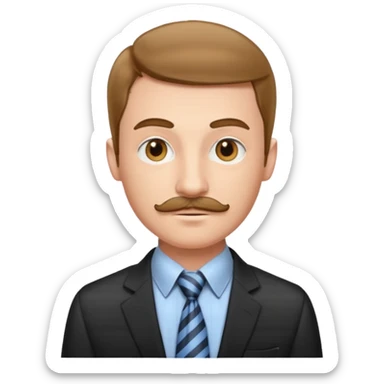 Young man with thin mustache & striped tie sticker