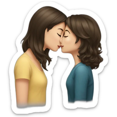 Short haired brunette girl kissing long haired brunette girl sticker