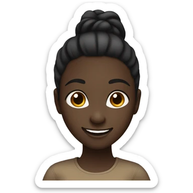 Dark skin girl with a black ponytail, smiling with a brown shirt on sticker