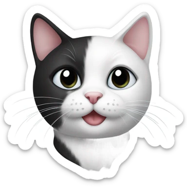 black and white cat with black moustache sticker