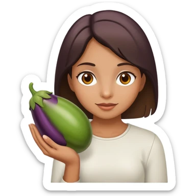 brown-eyed girl with eggplant sticker