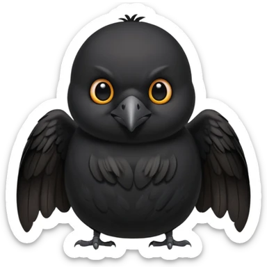 fat cute crow with bat wings sticker