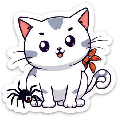 cat kissing a spider sticker