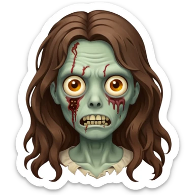 zombie com cabelo ondulado longo marrom legal sticker