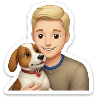 Man kisses a dog sticker