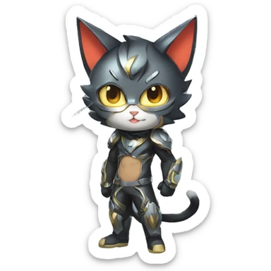 Catboy-Chibi-Sona-Shiny-Fakémon with a mask full body sticker