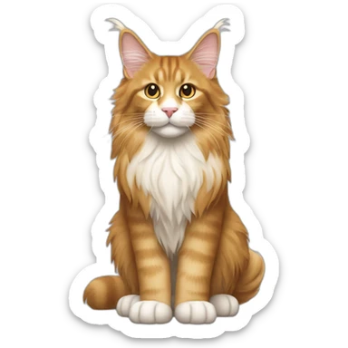 golden maine coon cat with white front paws sticker