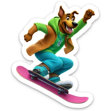 Scooby Doo snowboarding sticker