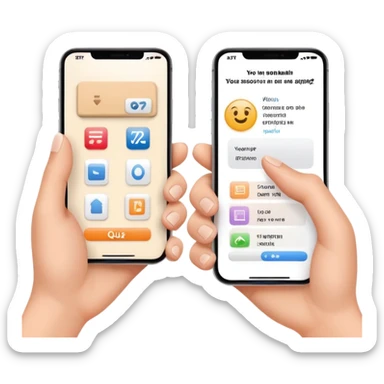 finger swiping on phone screen between two different room styles, interior design quiz sticker