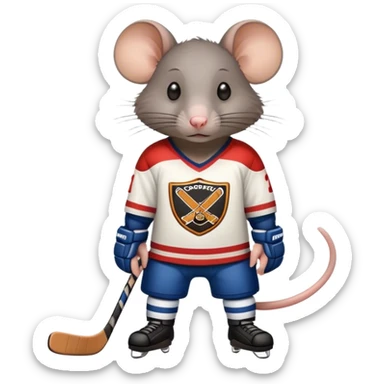rat in a hockey jersey sticker