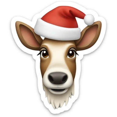 reindeer wearing Santa hat sticker