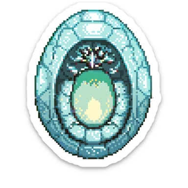 cranial, eye, MRI, SCAN, egg, embryonic, inside of glass egg, dark creature, eerie, otherworldly, crystal embryo, tiny embryo. fetoid shape sticker