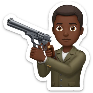 Big black guy shooting gun sticker