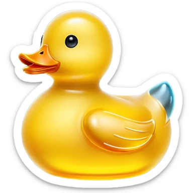glowing glass rubber duck,  minimalistic yellow transparent glass 3d neon glowing sticker