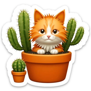 Котик писает на кактус sticker