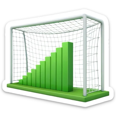 Cinematic realistic green 3d growing bar graph in a soccer goal sticker