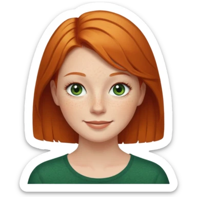 Short Ginger hair, green eyes, eye lashes White woman happy sticker