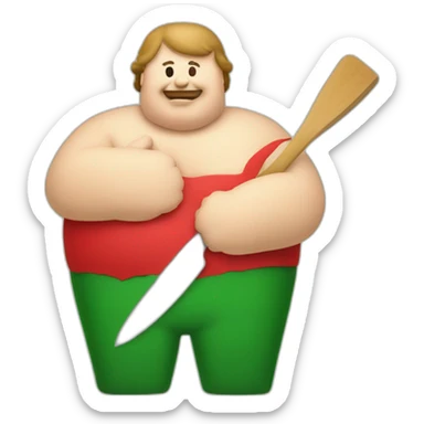 Fat man red green burger trowel sticker