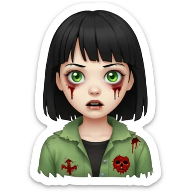 Zombie girl With black hair and bangs sticker