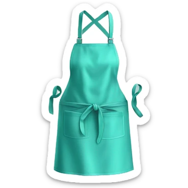 Realistic isolated light teal kitchen apron tied in the front. sticker