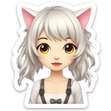 Edgy Kawaii Cute Cool Beautiful Elegant Pretty Anime Catgirl sticker