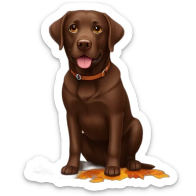 Chocolate labrador autumm season sticker