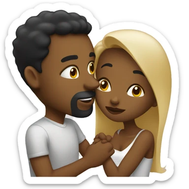White Husband and Black wife kissing sticker