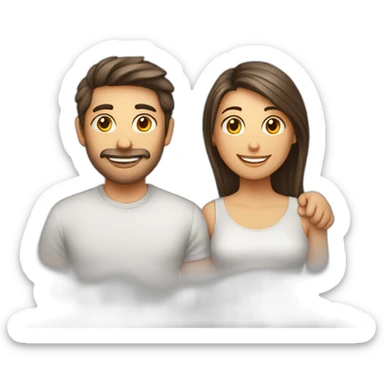 2 chats en couple avec des coeurs sticker