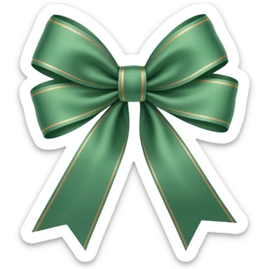 deep emerald sage green ribbon bow sticker