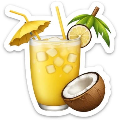 hawaii coconut drink with lemon sticker