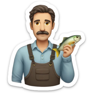 moustache husband with fish sticker