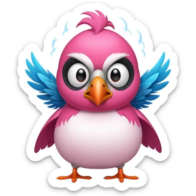 pink puffin angry steam sticker