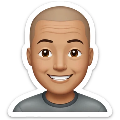 Nam, 50 tuổi, đầu đinh, nhắm 1 mắt, cười tươi, da đen, nhướng lông mày sticker