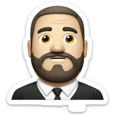 Fat white guy with black gotee and mustache sticker