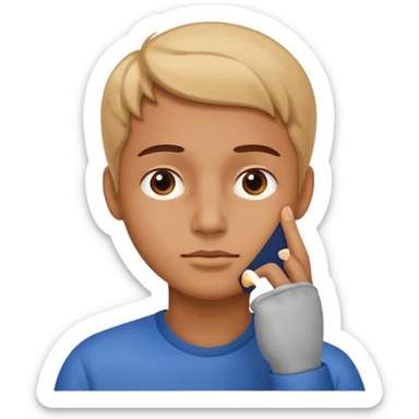 The expression must be that of someone thinking, with their hand touching their chin. sticker