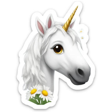 unicorn with a daisy  sticker