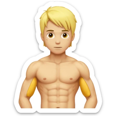 Male showing core stomach muscles yellow default skin and hair sticker