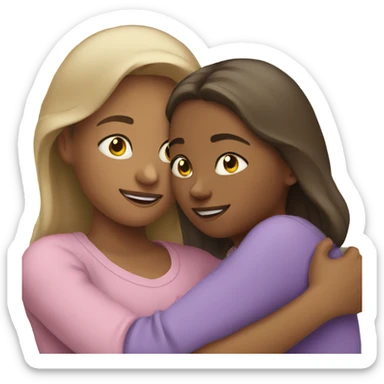Mother and daughter hugging sticker