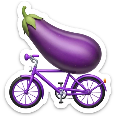 Eggplant riding bike sticker