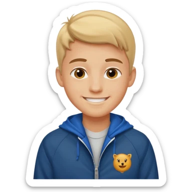 college boy with  college jacket sticker